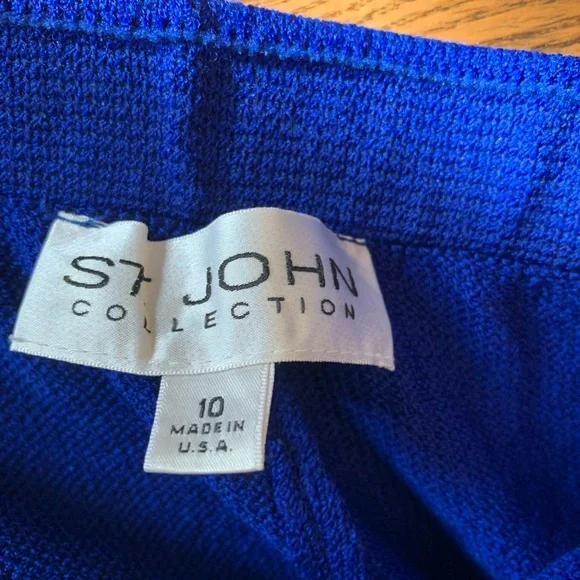 ST. JOHN Santana Knit Royal Blue Straight Pants 10 Usa Old Money Emily gilmore - Picture 5 of 5
